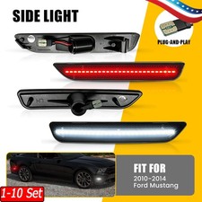 1-10 Set Front & Rear LED Side Marker Lights Smoked Lens For 10-14 Ford Mustang picture