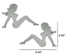 3D CHROME ABS SITTING NAKED NUDE SEXY LADY CAR TRUCK EMBLEM BADGE DECAL PAIR picture