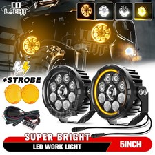 2x 200W LED Motorcycle Driving Fog Spot Light Auxiliary Lamp White+Amber w/Wire picture