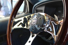 380mm Chrome Dark Mudflap Steering Wheel Wood Grip (15