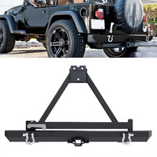 For 1987-2006 Jeep Wrangler TJ YJ Black Rear Bumper W/Tire Carrier & D-ring picture