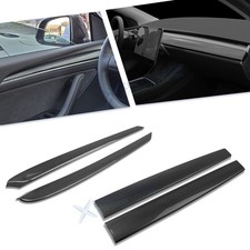 4pcs Carbon Fiber Look Dashboard + Door Panel Trim For Tesla Model 3 Y 2021-2023 picture