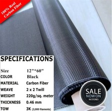 Carbon Fiber Fabric Cloth Twill Weave New Blak 2x2 Twill Weave (3k, 6oz,220gsm ) picture
