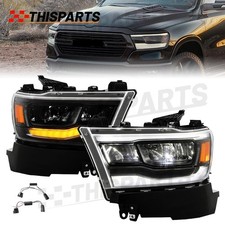 For 19-24 Ram1500 Halogen Upgrade To Full LED Headlight Headlamp Black w/Adapter picture