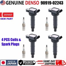 4x Denso Ignition Coil 90919-02243 & Spark Plug For 2001-2008 Toyota RAV4 2.4L picture