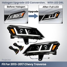 For 2013-2017 Chevy Traverse Halogen Upgrade LED Headlight With LED DRL Pair L+R picture