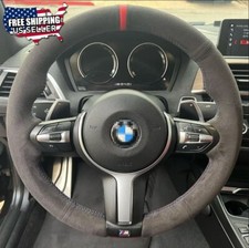 Black Alcantara Hand-stitched Suede Steering Wheel Cover For BMW F30 F80 F82 M4 picture