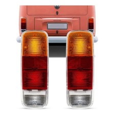 2pcs Set REAR TAIL LIGHT Amber Red Clear LENSES VW T2 BUS Bay Window 1972-1979 picture