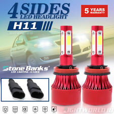 Pair 4-SIDED H11 LED Headlight Bulbs 72W 6000K High Low Beam Headlamp Light Kit picture