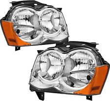 For 2008 2009 2010 Jeep Grand Cherokee Pair Chrome Halogen Headlights Headlamps picture