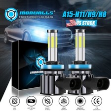 6 Sides H9 H11 LED Headlight Kit 6000K White Bulbs Super Bright High Low Beam 2x picture