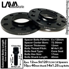 2PC 12MM THICK 5X120 72.56MM C.B WHEEL SPACER+10 14X1.25 BOLT FIT BMW MINI MODEL picture