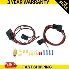 Universal Dual Electric Cooling Fan Wiring Harness Relay Kit With Thermostat picture