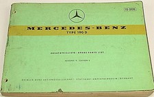 Genuine Mercedes Dealership Parts Manual Book with Part Numbers 1958-59 190D picture