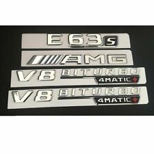 Chrome E63s AMG V8 BITURBO 4MATIC+ Trunk Fender Badges Emblems for Mercedes Benz picture