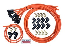 Ton's 90* 8mm Orange Spark Plug Wires Universal Chevy GM Socket distributor picture