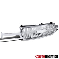 Fit 99-02 GMC Sierra 1500 2500 00-06 Yukon Chrome Round Mesh Front Hood Grille picture