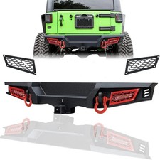 SUNPIE Rear Bumper LED Lights D-Rings Hitch for 2007-2018 Jeep Wrangler JK/JKU picture