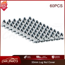 33mm Chrome Lug Nut Covers ABS Plastic 60 Pack Push on Bullet for Semi Trucks picture