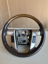 Ford 09-14 F-150 Leather Steering Wheel F150 Pecan Brown Leather Wood Platinum picture