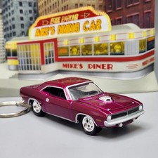 Fits 1970-71 Plymouth Cuda Barracuda Pink/Purple Custom Car Key chain picture