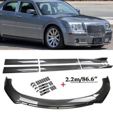 Front Bumper Lip Splitter+86.6” Side Skirts Carbon Style For Chrysler 300C SRT8 picture