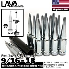 32x Chrome 9/16-18 Spike Lug Nut + Key Fit Old Chevy C20 C30 K20 R20 R2500 V2500 picture