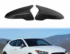 Real Honeycomb Carbon Fiber Horn Style Mirror Cap  Rearview For Veloster 19-22 picture