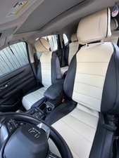 New EKR Custom Leather Seat Covers for 2024 Honda CR-V EX – Black & Off-White picture