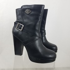 Harley Davidson Women’s Sandee Chunky Heel Platform Black Boot D84438 Size 10 picture