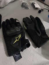 AlpineStars Leather Motorcycle Gloves Size Large Black and yellow picture