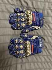 ICON TIMAX  Leather Gloves Blue With 24k Gold Size L picture