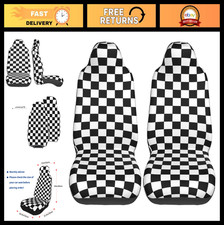 Checkered Racing Front Seat Covers 2 Pack | Vehicle Seat Protector for Bucket Se picture