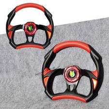 Universal Battle 320MM Black Red PVC Leather 6 Hole Steering Wheel Horn picture