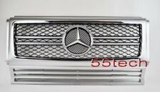Mercedes G Class W463 Grille Grill G500 G55 90~18 AMG Silver Black Mesh SL BK A2 picture
