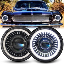 Pair 7'' Round LED Headlights Halo Starry Dragon Eyes for 1965-1978 Ford Mustang picture