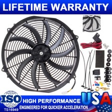 16Inch Electric Radiator Cooling Fan Thermostat Kit 3500 CFM Reversible Push 12V picture