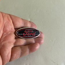 US Black Flag Steering Wheel Red Emblem Logo for Ford Horn Button picture