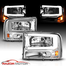 1999-2004 [LED C Bar] For Ford F250/F350 Superduty Excursion Chrome Headlights picture