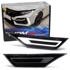 GT-Stype Black-Out Cover White LED Front Side Markers For Honda 2016-2021 Civic picture