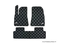 P2M Race Floor Mats Dark Grey Checkered Front & Rear for Tesla Model 3 Sedan NEW picture