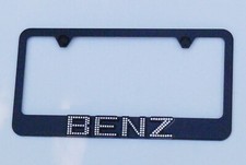 Mercedes Benz Black License Plate Frame Swarovski Iced Out Crystal Emblems picture
