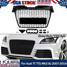 FOR AUDI TT TTS MK2 2007-2014 GRILLE TTRS LOOK GLOSSY BLACK HONEYCOMB MESH GRILL picture