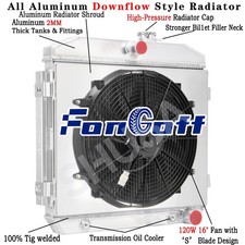 fit 1955-1957 Chevy Bel Air Belair V8 3 Row Aluminum Radiator Shroud Fan picture
