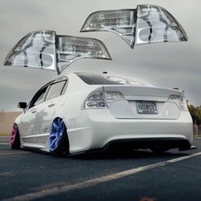 Pair Crystal Clear Brake Lamps Tail Lights Cover For 06-11 Honda Civic 4DR Sedan picture