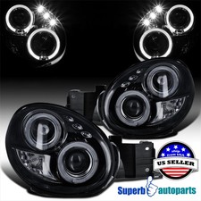 Fits 2002-2003 Impreza WRX RS Dual Halo Projector Headlights Glossy Black picture
