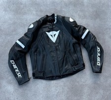 Dainese Men's Motorcycle Racing Leather Jacket Black Biker Protective Gear picture