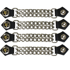 4 pc 6 1/2 Inch Motorcycle Vest Extender Biker Gold Star 4 Inch Chain Chrome picture