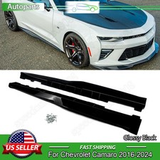 Gloss Black Side Skirts Extension For 16-24 Chevy Camaro ZL1 Style Rocker Panel picture