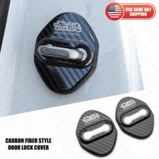 2pcs Mugen Carbon Fiber Texture Stainless Door Striker Cover Lock Buckle Cap picture